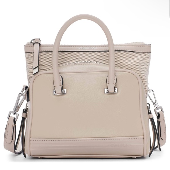 NWT Calvin Klein Malachite Organizational Bag Mini Satchel Crossbody - Tan - Picture 2 of 6